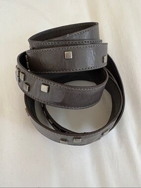 Sarah Pacini Studded Leather belt double wrap grey silver